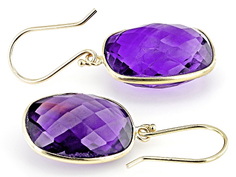 Purple Amethyst 14k Yellow Gold Earrings 18.00ctw