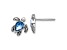 Rhodium Over Sterling Silver Antiqued Crystal September Birthstone Turtle Earrings