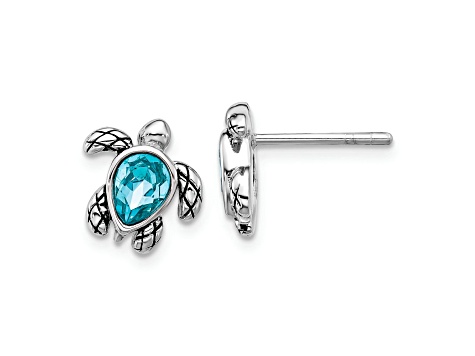 Sterling Silver Birthstone Turtle Earrings Sterling Silver Birthstone Turtle Earrings
