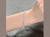 Clear Cubic Zirconia, Rhodium Plated over Sterling Silver Cluster Tennis Bracelet