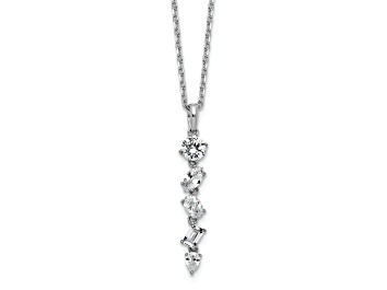 Picture of Rhodium Over Sterling Silver Polished Fancy Cubic Zirconia With 2 Inch Extension Necklace