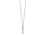 Rhodium Over Sterling Silver Polished Fancy Cubic Zirconia With 2 Inch Extension Necklace