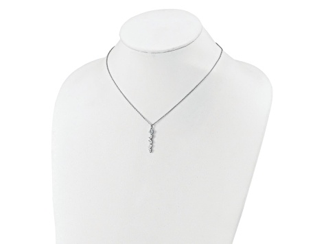 Rhodium Over Sterling Silver Polished Fancy Cubic Zirconia With 2 Inch Extension Necklace