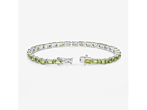 自家製 Peridot Genuine ハーフパン Green Peridot Rhodium Over Sterling Silver Tennis Bracelet 8.68 ct