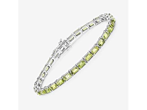 【美品】PRY GROUND シュウト011-PLATE-BRACELET Green Peridot Rhodium Over Sterling Silver Tennis Bracelet 8.68 ct
