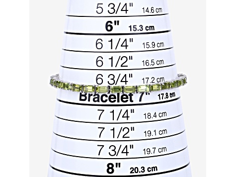 Green Peridot Rhodium Over Sterling Silver Tennis Bracelet 8.68 ct