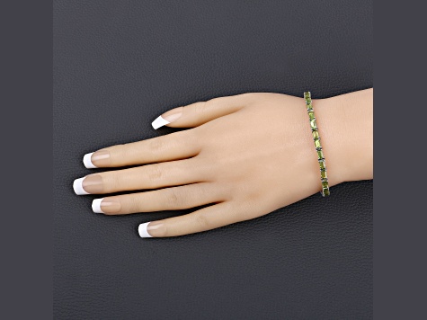 自家製 Peridot Genuine ハーフパン Green Peridot Rhodium Over Sterling Silver Tennis Bracelet 8.68 ct
