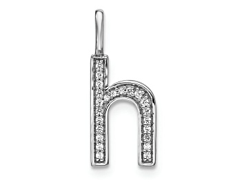 Picture of 14K White Gold Diamond Lower Case Letter H Initial Pendant
