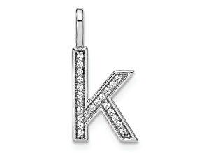 14K White Gold Diamond Lower Case Letter K Initial Pendant