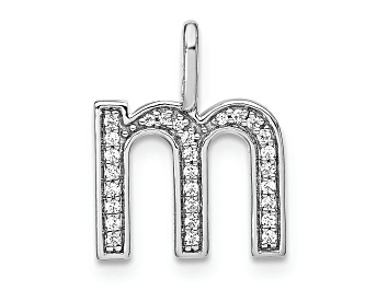 Picture of 14K White Gold Diamond Lower Case Letter M Initial Pendant