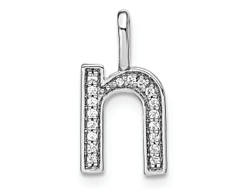 Picture of 14K White Gold Diamond Lower Case Letter N Initial Pendant