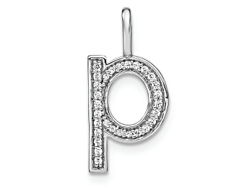 Picture of 14K White Gold Diamond Lower Case Letter P Initial Pendant