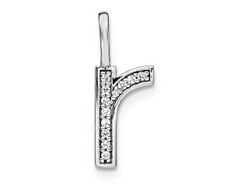 Picture of 14K White Gold Diamond Lower Case Letter R Initial Pendant