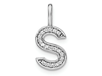 Picture of 14K White Gold Diamond Lower Case Letter S Initial Pendant
