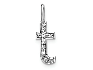 Picture of 14K White Gold Diamond Lower Case Letter T Initial Pendant