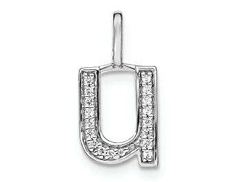 Picture of 14K White Gold Diamond Lower Case Letter U Initial Pendant