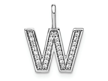 Picture of 14K White Gold Diamond Lower Case Letter W Initial Pendant