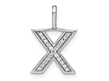 Picture of 14K White Gold Diamond Lower Case Letter X Initial Pendant