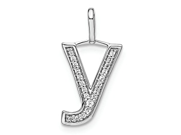 Picture of 14K White Gold Diamond Lower Case Letter Y Initial Pendant