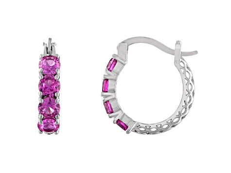 Lab Created Pink Sapphire Sterling Silver Earrings 3.25ctw