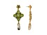 Gold Tone Green AB Crystal with Pearl Drop Earring