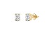 White Cubic Zirconia 14k Yellow Gold Studs With Velvet Gift Box 1.00ctw