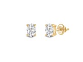 White Cubic Zirconia 14k Yellow Gold Studs With Velvet Gift Box 1.00ctw