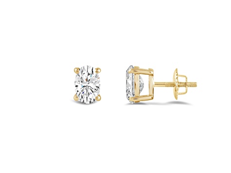 White Cubic Zirconia 14k Yellow Gold Studs With Velvet Gift Box 1.00ctw