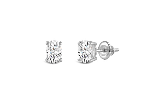 White Cubic Zirconia 14k White Gold Studs With Velvet Gift Box 1.00ctw