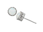 Round Lab Created Opal Sterling Silver Stud Earrings, 1.00ctw