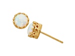 Round Lab Created Opal 14K Yellow Gold Over Sterling Silver Stud Earrings, 1.00ctw