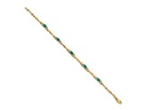 10k Yellow Gold and Rhodium Over 10k Yellow Gold Diamond and Emerald Bracelet