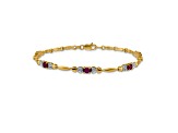 10k Yellow Gold and Rhodium Over 10k Yellow Gold Diamond and Ruby Bracelet