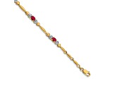 10k Yellow Gold and Rhodium Over 10k Yellow Gold Diamond and Ruby Bracelet