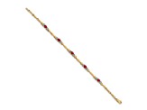 10k Yellow Gold and Rhodium Over 10k Yellow Gold Diamond and Ruby Bracelet