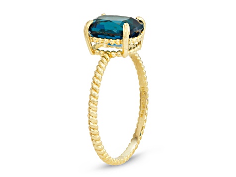 London Blue Topaz 10K Yellow Gold Twist Band Ring 2.45ctw