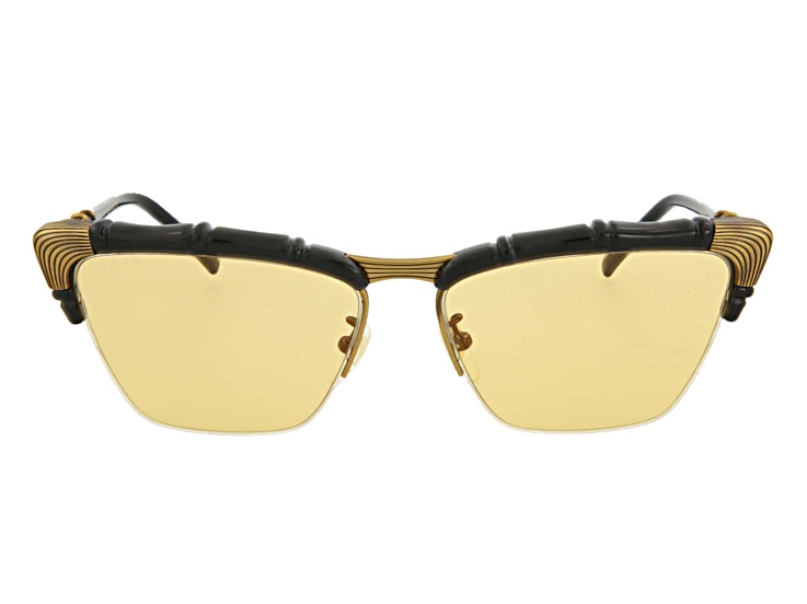 Gucci Black and Gold Tone Frame / Yellow Light Brown Lens Sunglasses