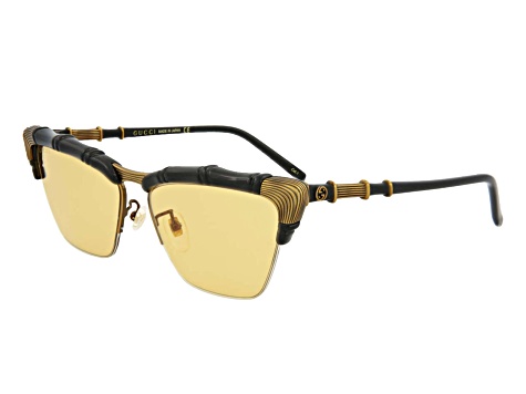 Gucci Black and Gold Tone Frame / Yellow Light Brown Lens Sunglasses