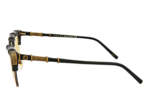 Gucci Sunglasses Black Gold Light Brown Eyewear Gucci Black and Gold Tone Frame / Yellow Light Brown Lens  main image 2