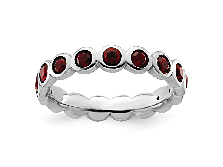 Sterling Silver Stackable Expressions Red Crystal Ring
