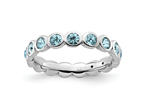 Sterling Silver Stackable Expressions Blue Crystal Ring