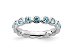 Sterling Silver Stackable Expressions Blue Crystal Ring
