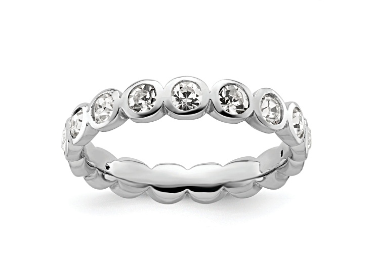 Sterling Silver Stackable Expressions White Crystal Ring