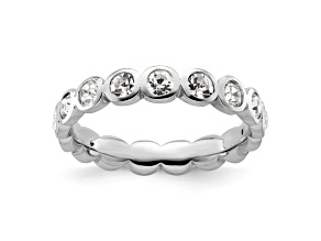Sterling Silver Stackable Expressions White Crystal Ring