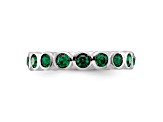 Sterling Silver Stackable Expressions Green Crystal Ring