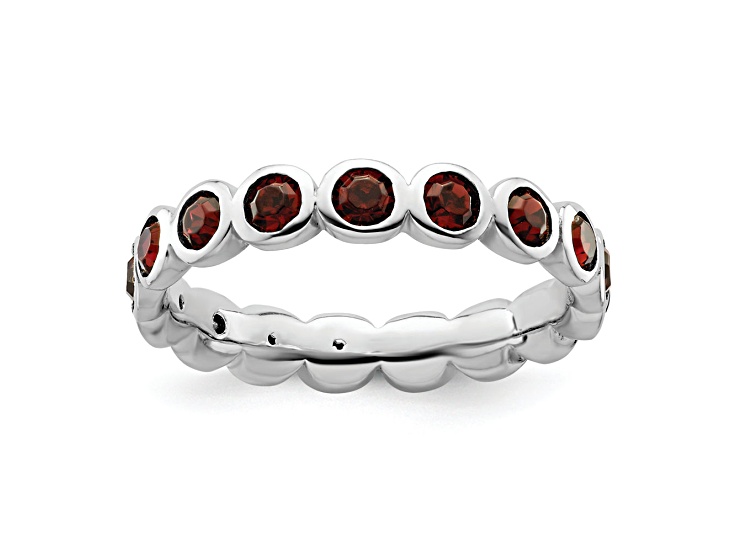 Sterling Silver Stackable Expressions Red Crystal Ring