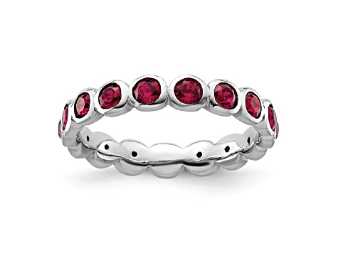 Sterling Silver Stackable Expressions Red Crystal Ring