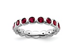 Sterling Silver Stackable Expressions Red Crystal Ring