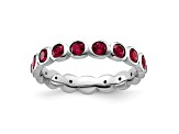 Sterling Silver Stackable Expressions Red Crystal Ring