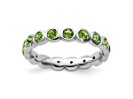 Sterling Silver Stackable Expressions Green Crystal Ring